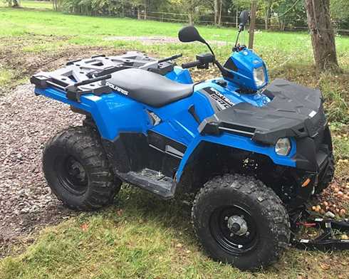 Blå fyrhjuling Polaris Sportsman 570 EPS stulen i Karlstad